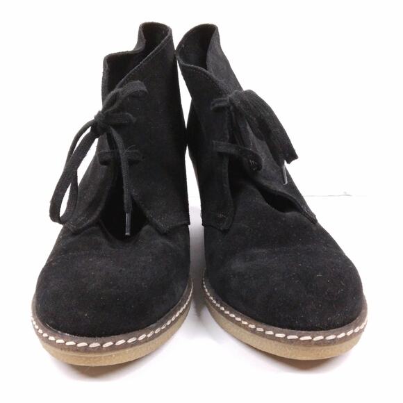 J Crew MacAlister Suede Wedge Ankle Boot Lace Up Black size 8 - Picture 3 of 11